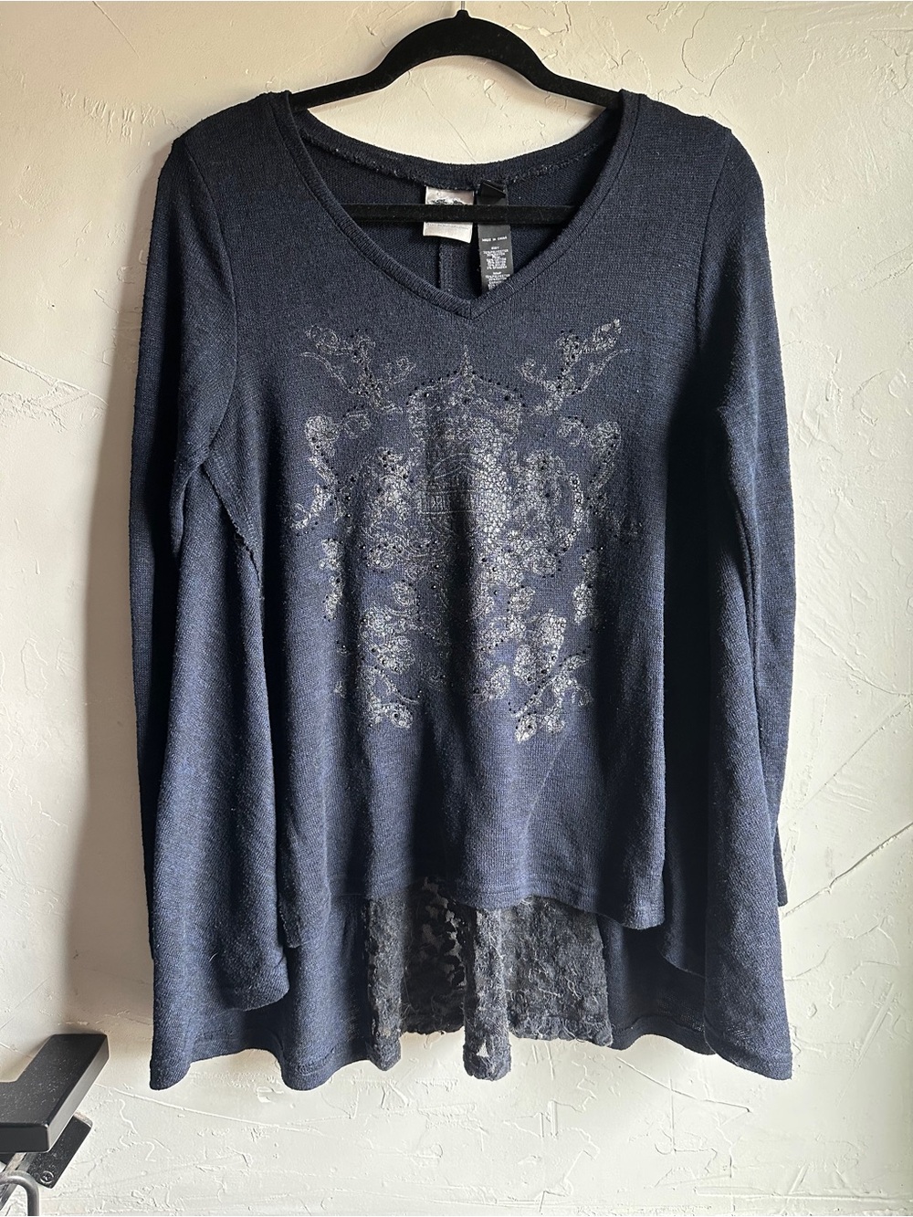 Harley Davidson Y2K Lace Back Top Women’s L Biker Moto Rhinestone Tunic L